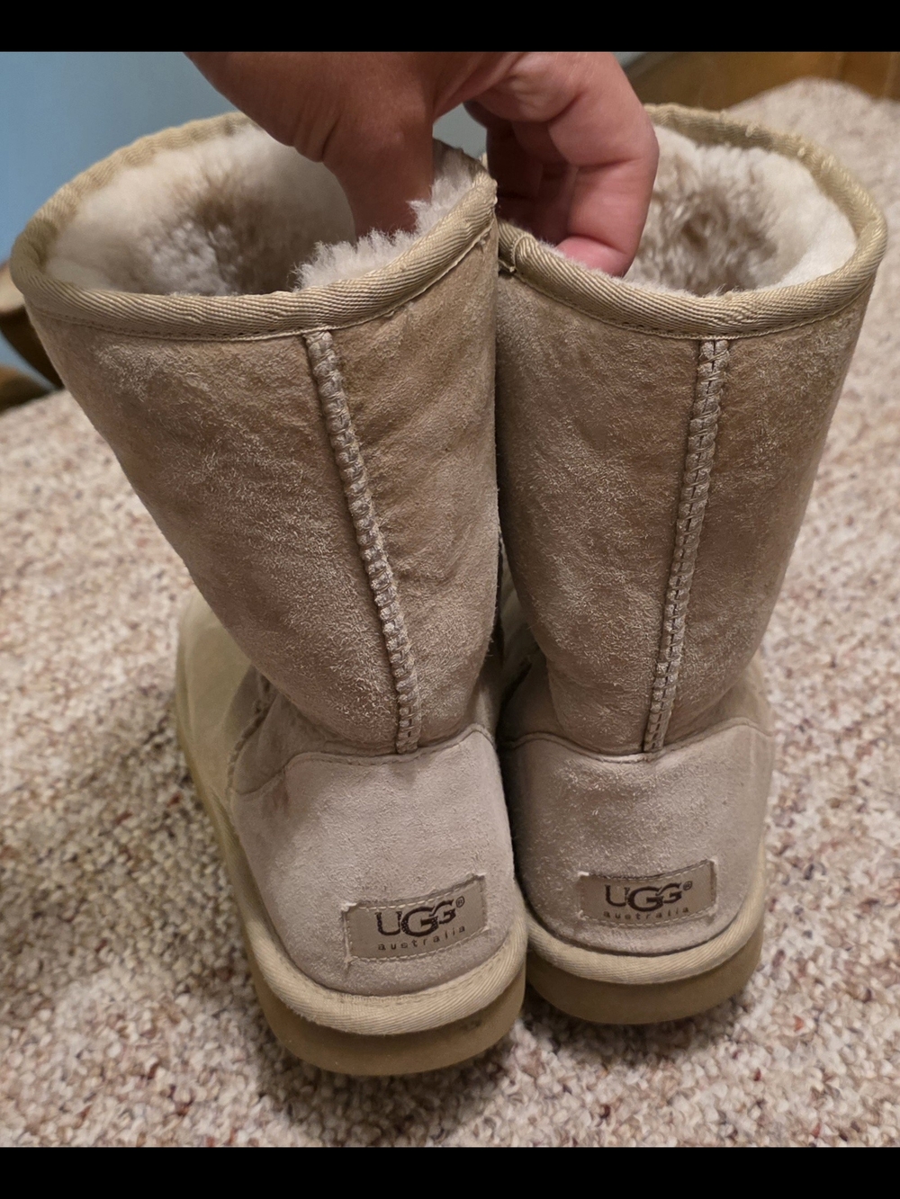 Ugg Australia Y2K 5825 Classic Short Sheepskin Boots Natural Beige Vintage 9
